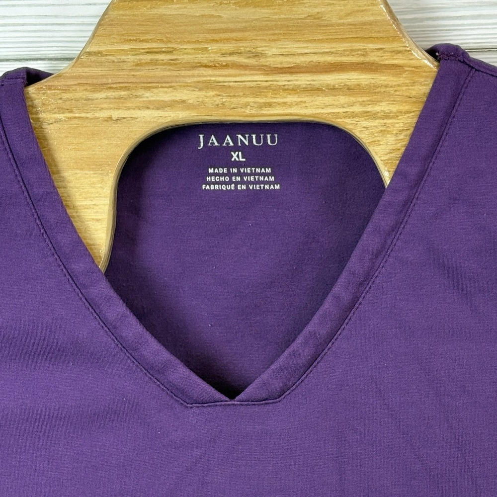 Jaanuu Women's Kass 4-Pocket V-Neck Ultrasoft Scrub Top in Purple Size‎ XLg